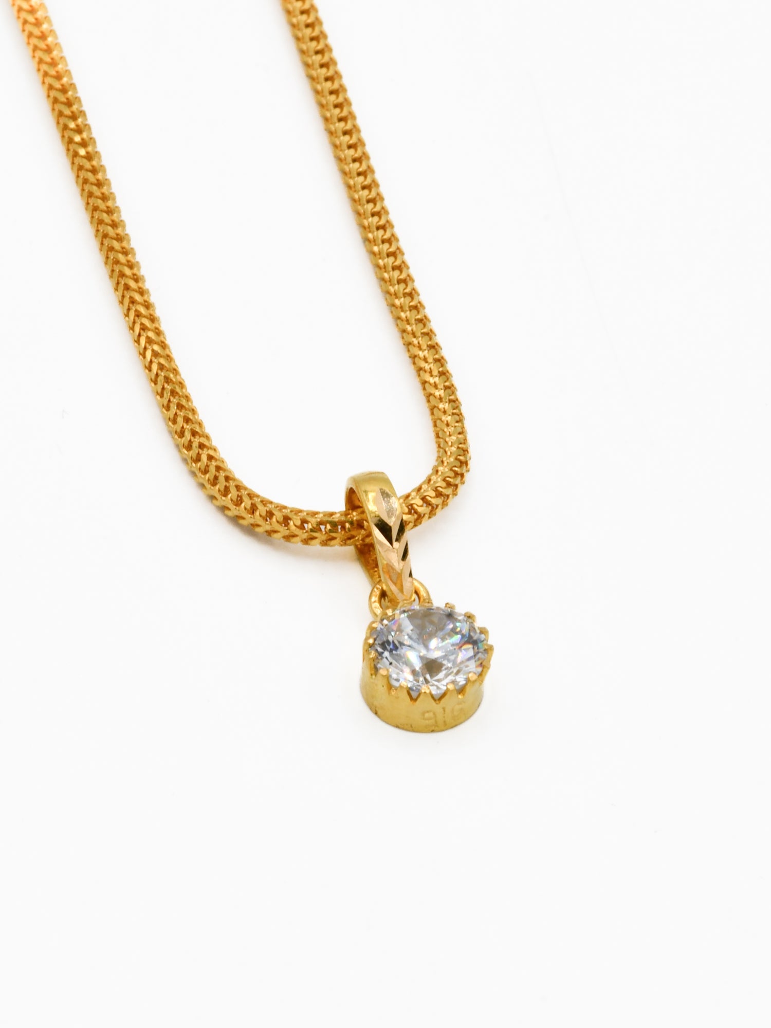 22ct Gold CZ Pendant Set - Roop Darshan