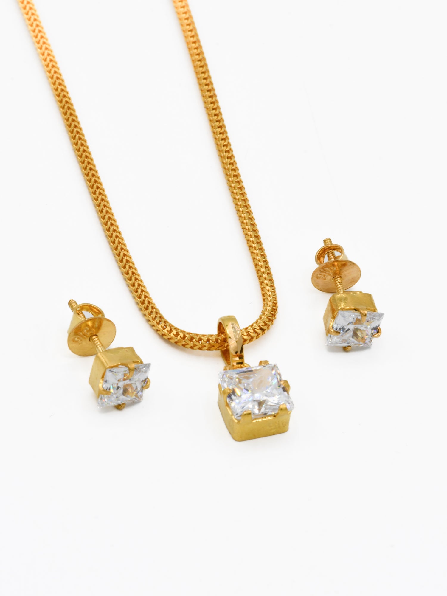 22ct Gold CZ Pendant Set - Roop Darshan