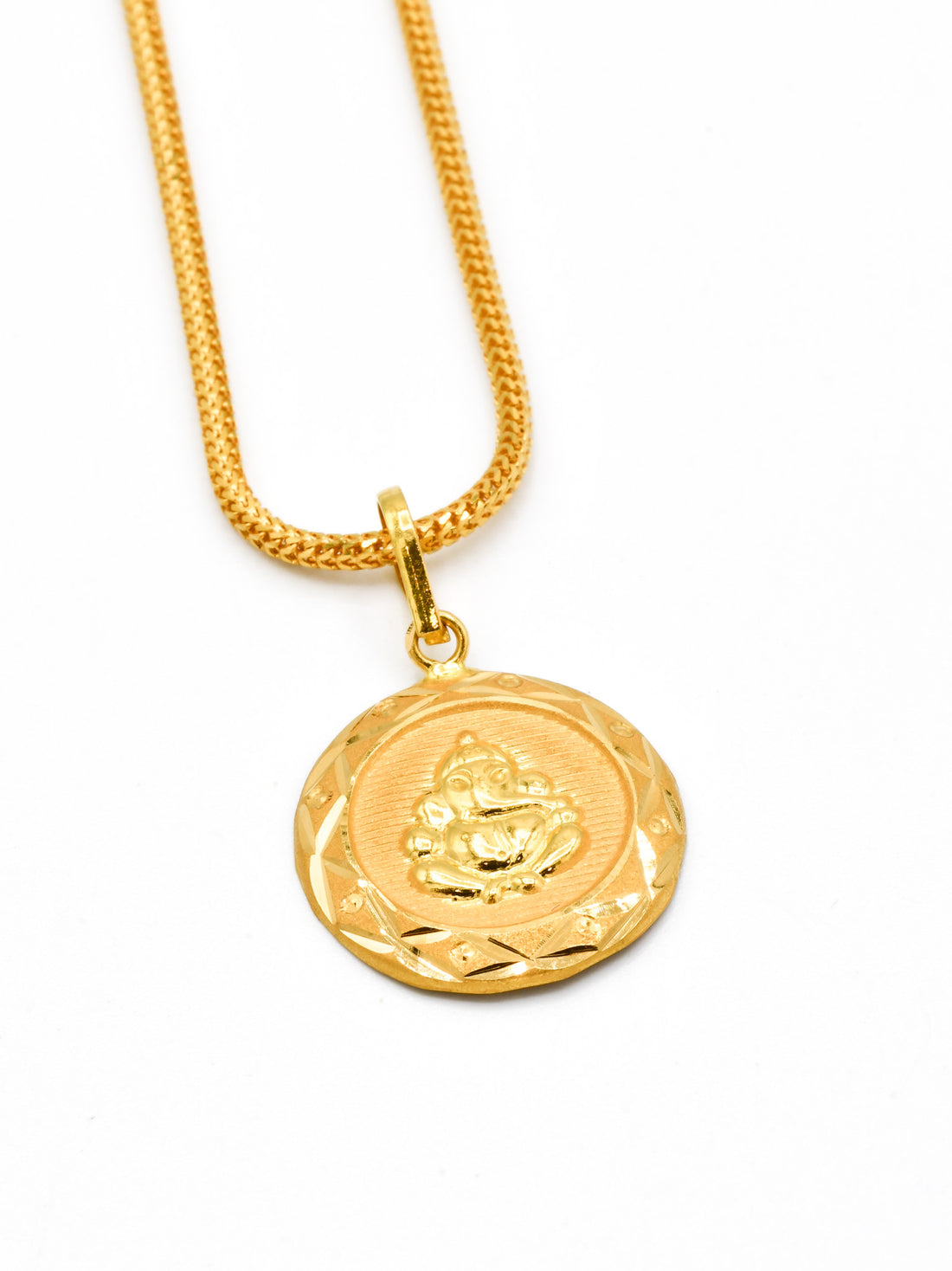 22ct Gold Ganesh Round Pendant - Roop Darshan