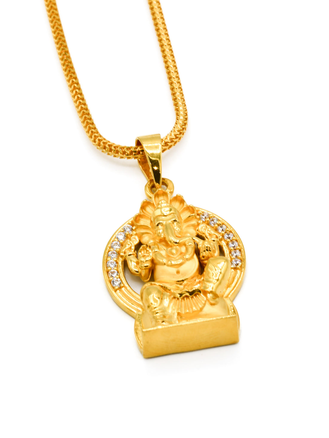 22ct Gold CZ Ganesh Pendant - Roop Darshan
