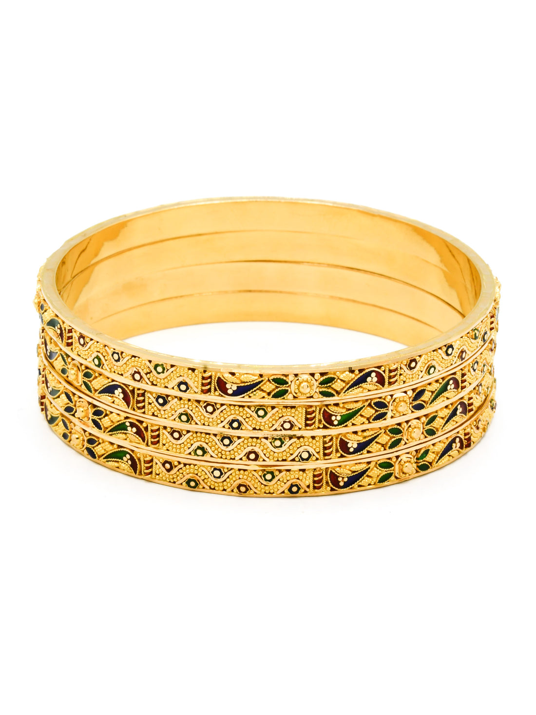 22ct Gold Minakari 4 Bangles - Roop Darshan