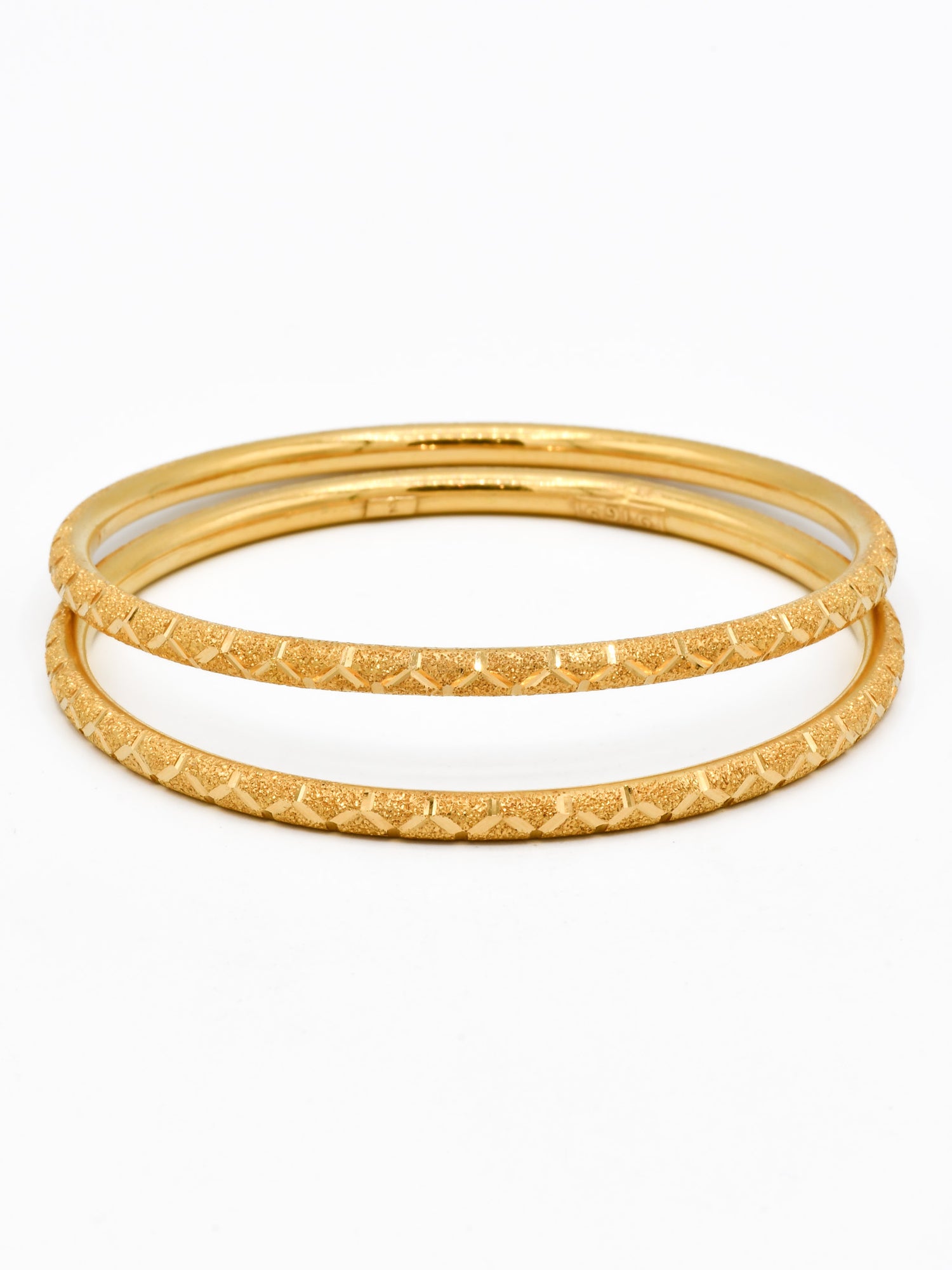 22ct Gold Sand Blast Design pair Bangle - Roop Darshan