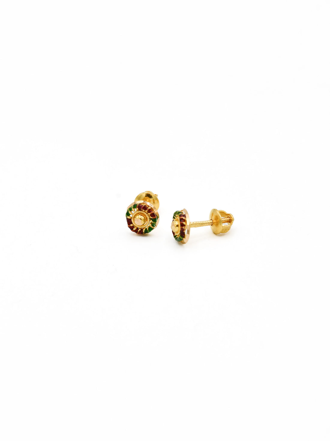 22ct Gold Minakari Stud Earrings - Roop Darshan