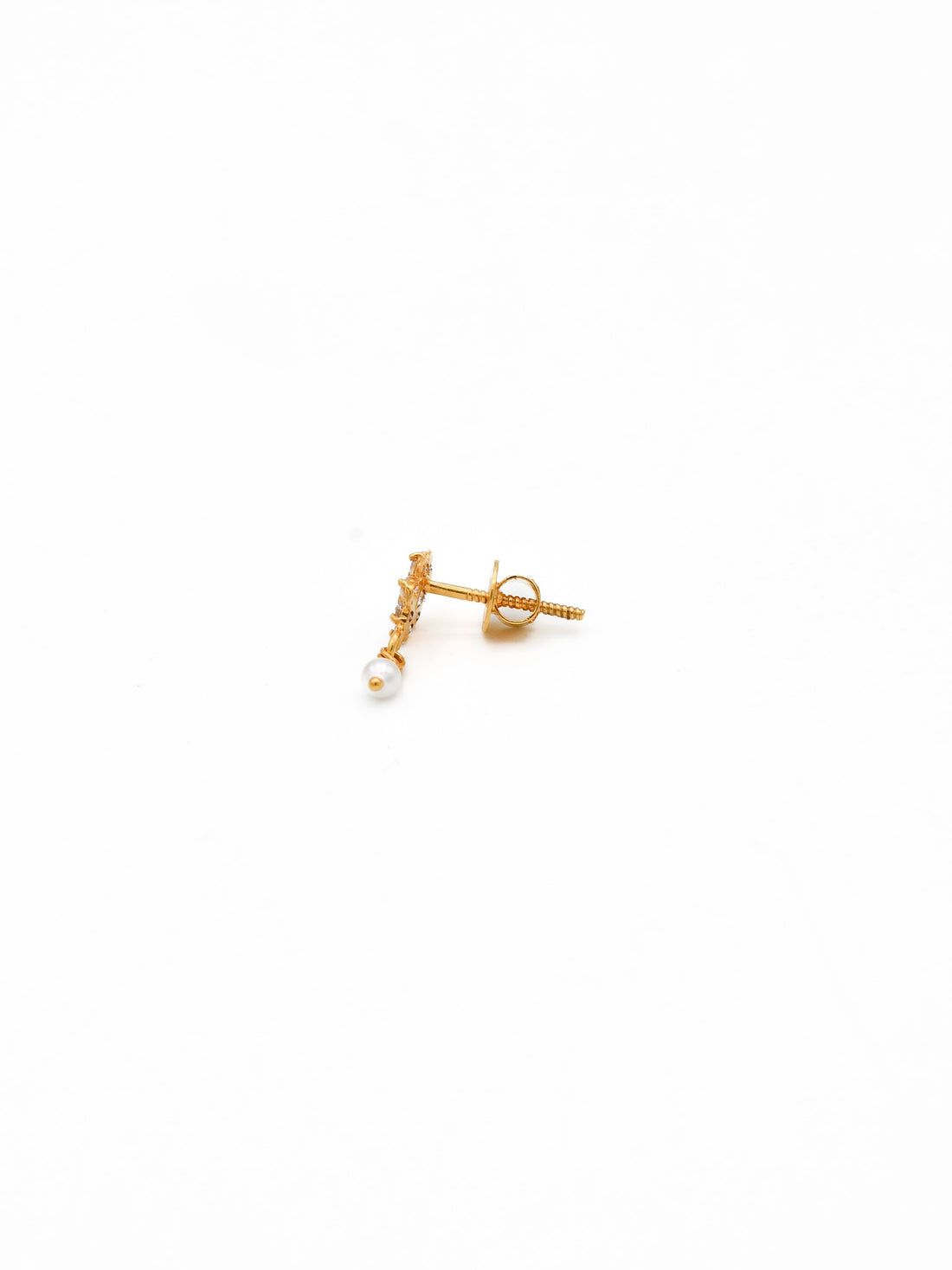 22ct Gold CZ Pearl Stud Earrings - Roop Darshan