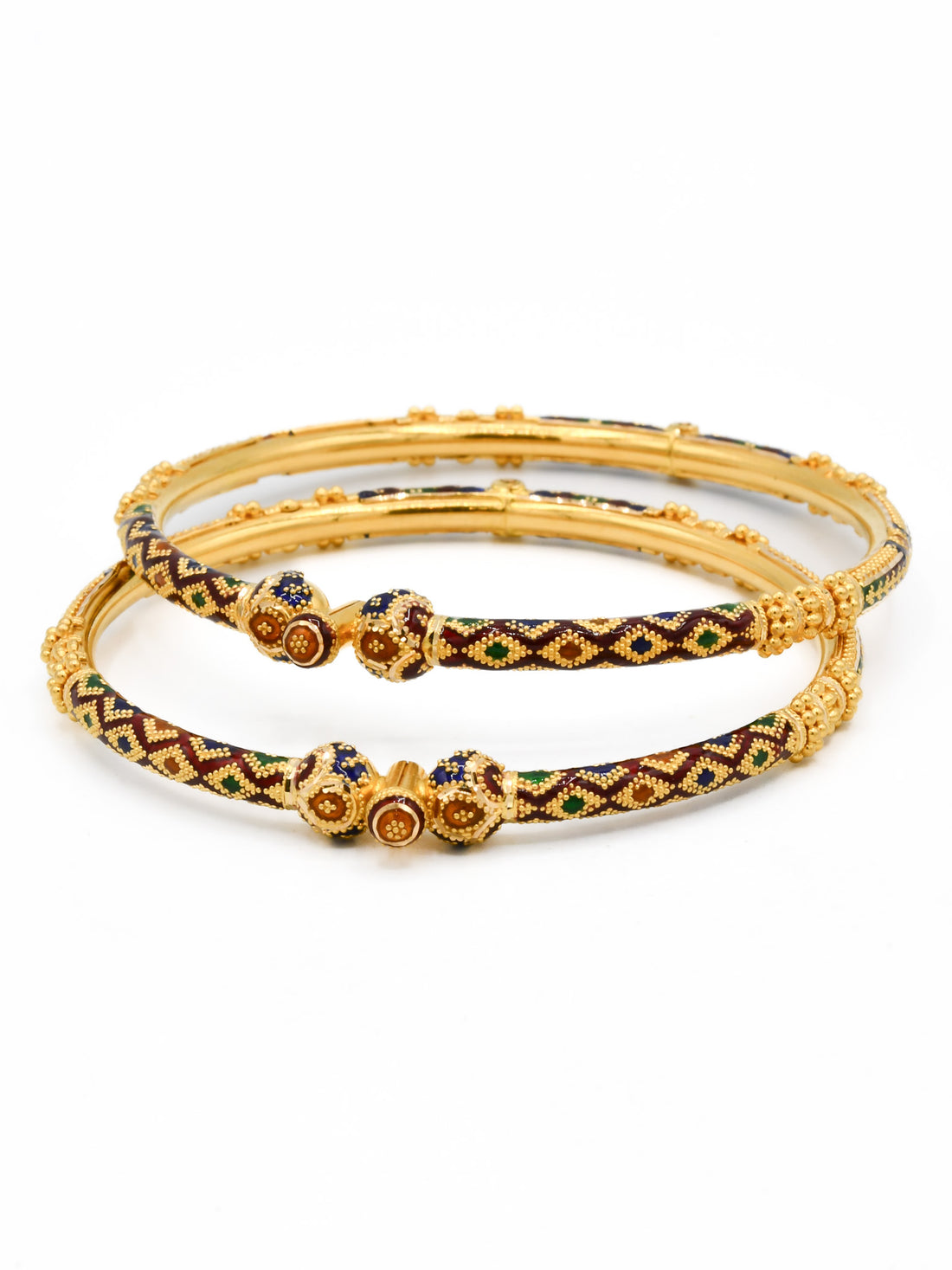 22ct Gold Minakari Screw Pair Bangle - Roop Darshan
