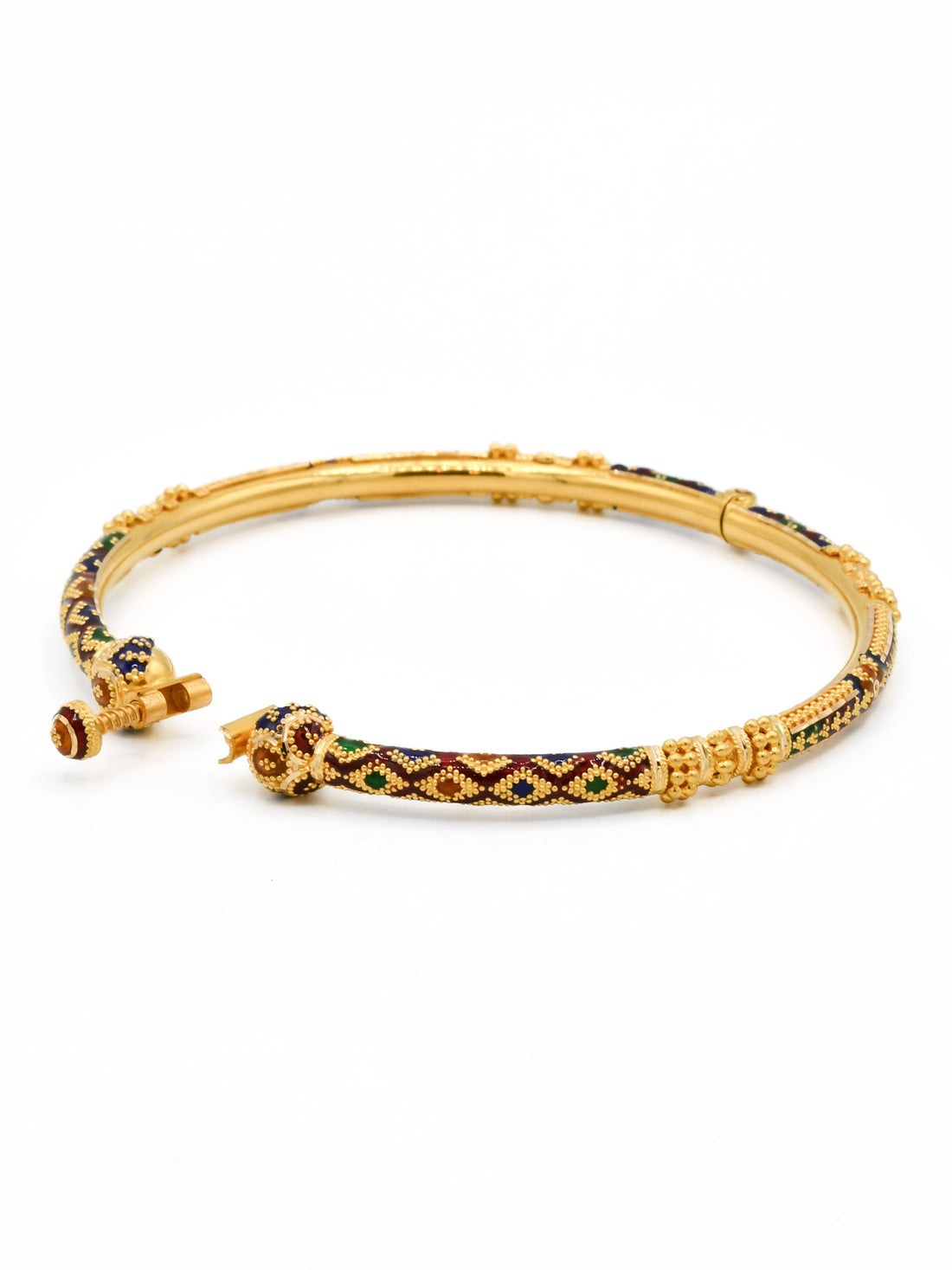 22ct Gold Minakari Screw Pair Bangle - Roop Darshan