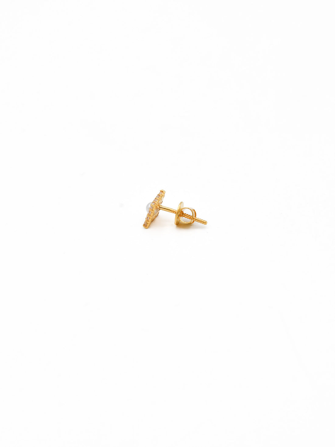 22ct Gold CZ Pearl Stud Earrings - Roop Darshan