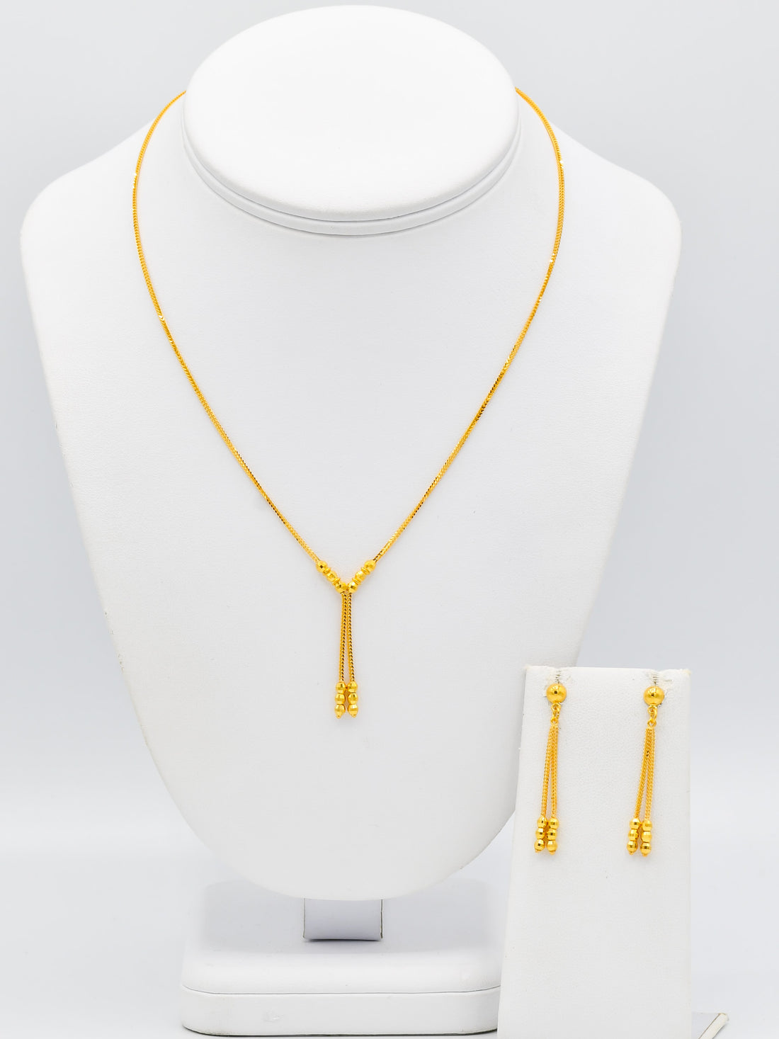 22ct Gold Ball Necklace Set - Roop Darshan