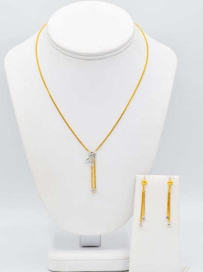 22ct Gold Two Tone Dolphine Necklace Set - Roop Darshan