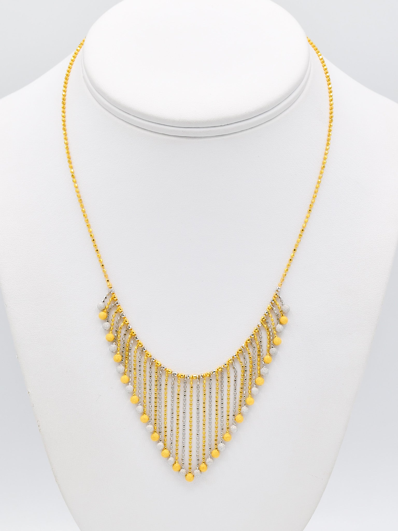 22ct Gold Two Tone Ball Drop Necklace Set - Roop Darshan