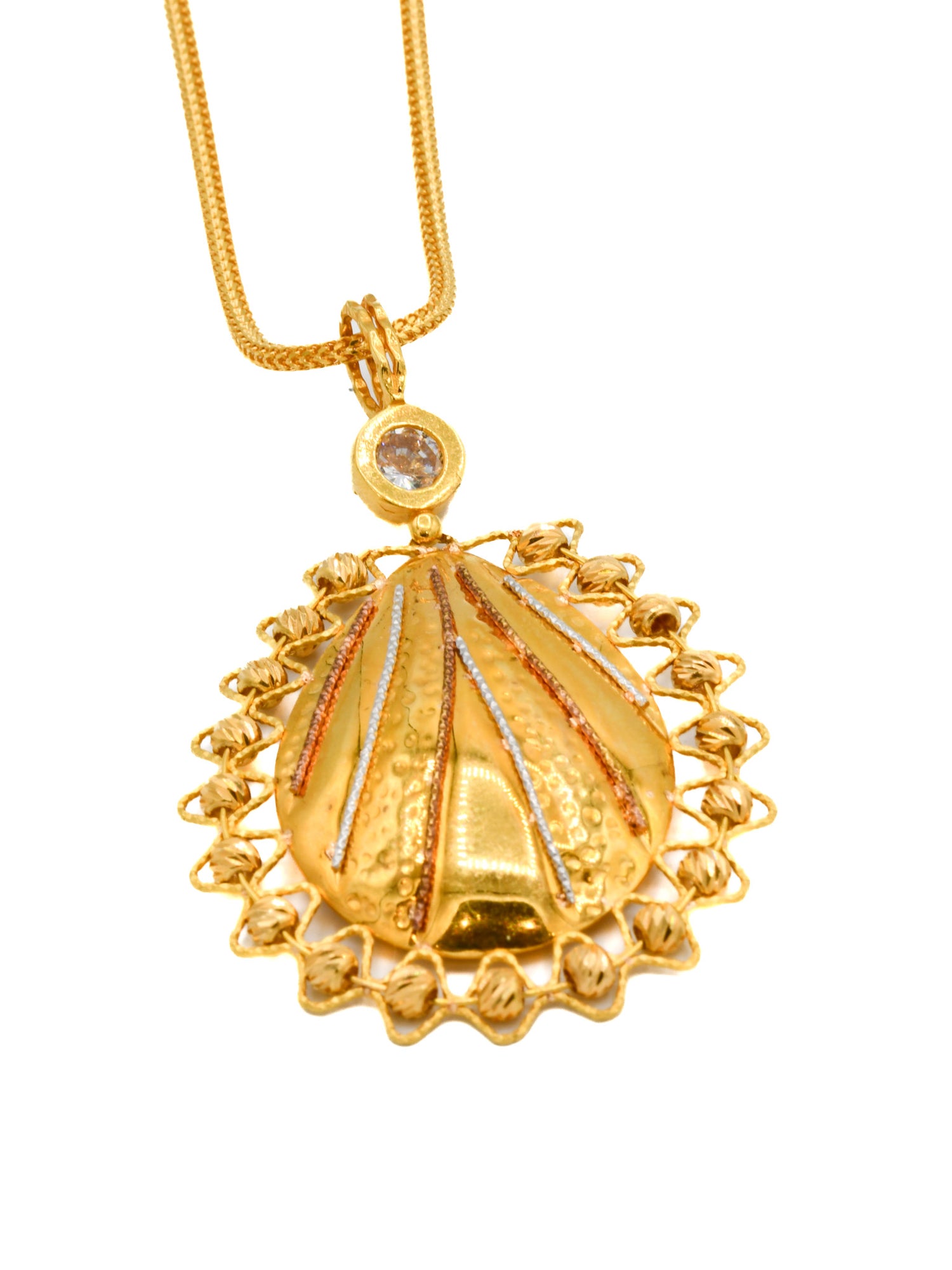 22ct Rose Gold Pendant Earring Set - Roop Darshan