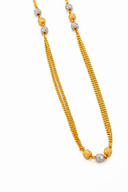 22ct Gold Two Tone Ball 2 Row Fancy Chain - Roop Darshan