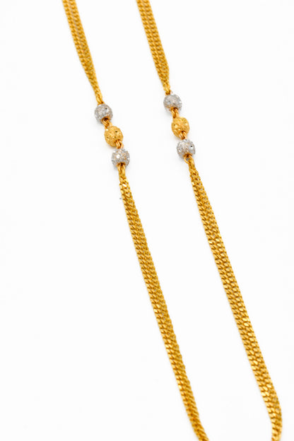 22ct Gold Two Tone Ball 2 Row Fancy Chain - Roop Darshan