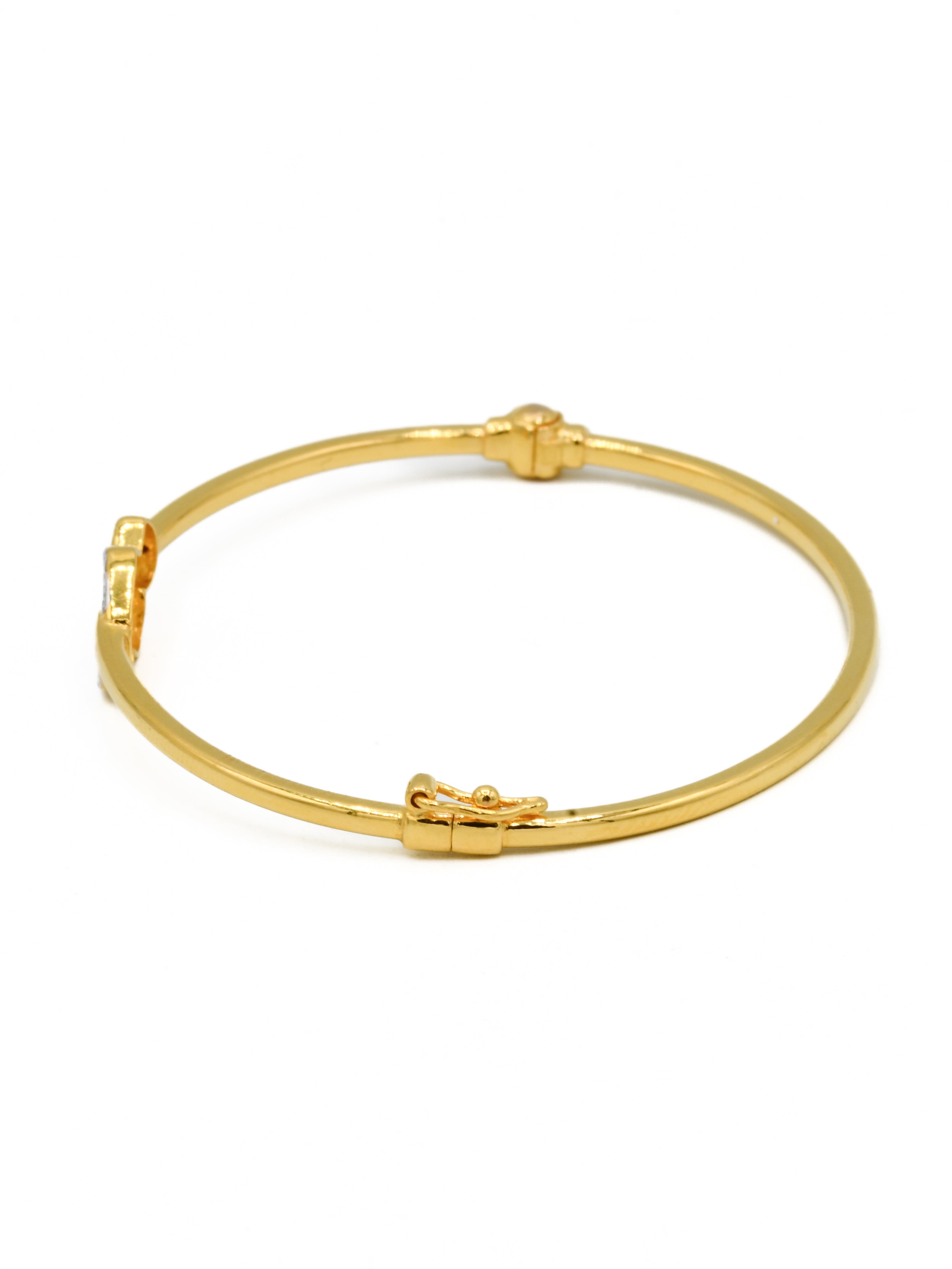 22ct Gold Two Tone Heart Ladies Bangle