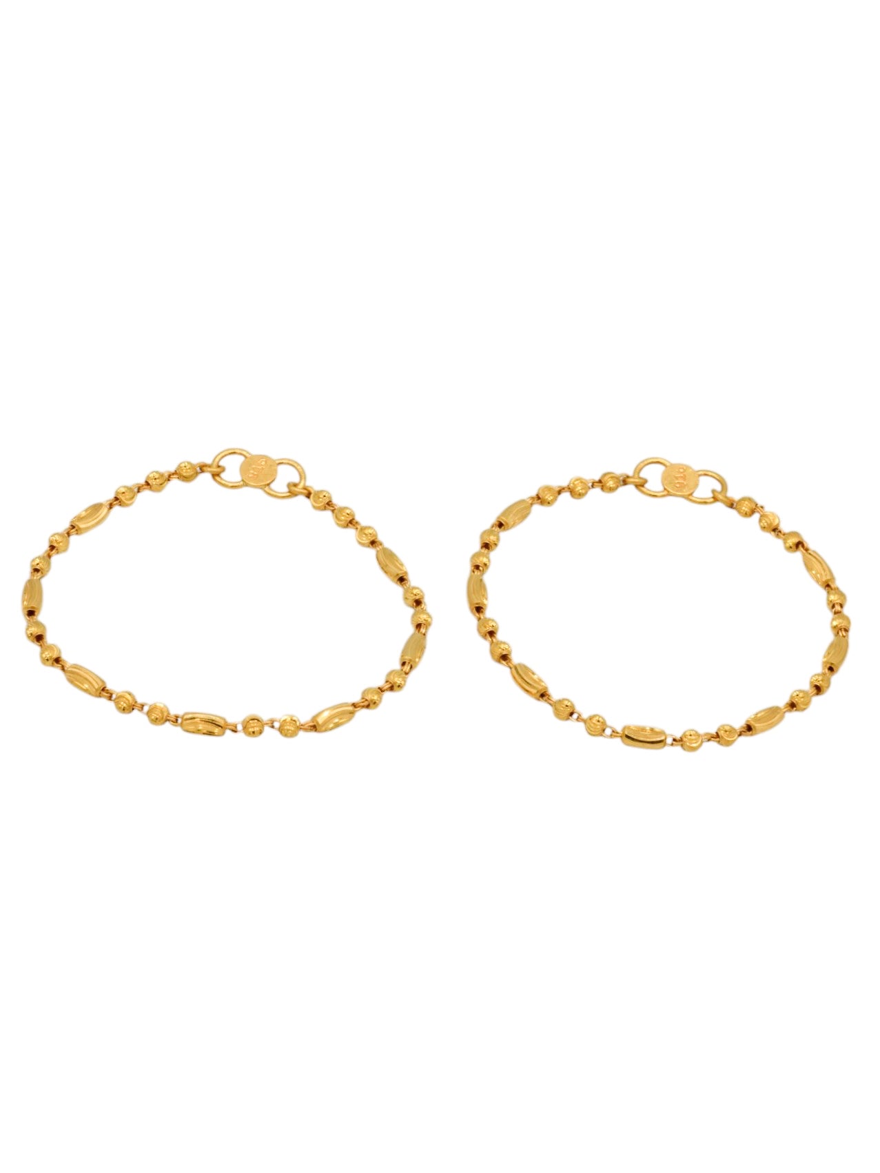 22ct Gold Ball Pair Baby Bracelet