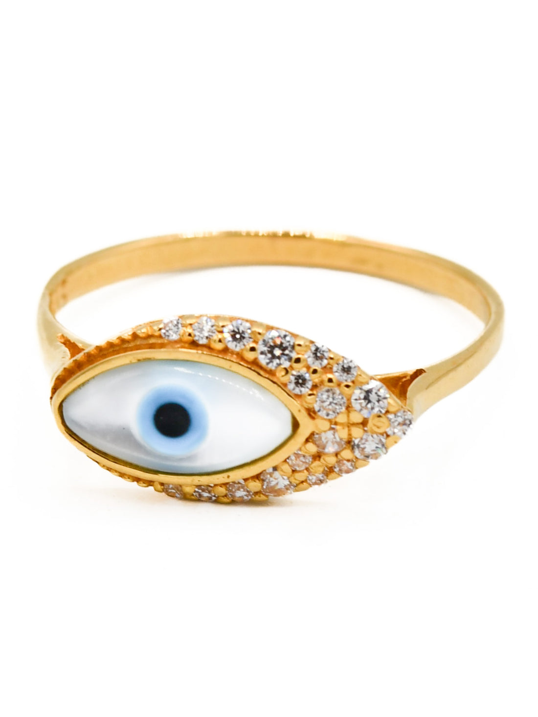 22ct Gold CZ Evil Eye Ladies Ring - Roop Darshan