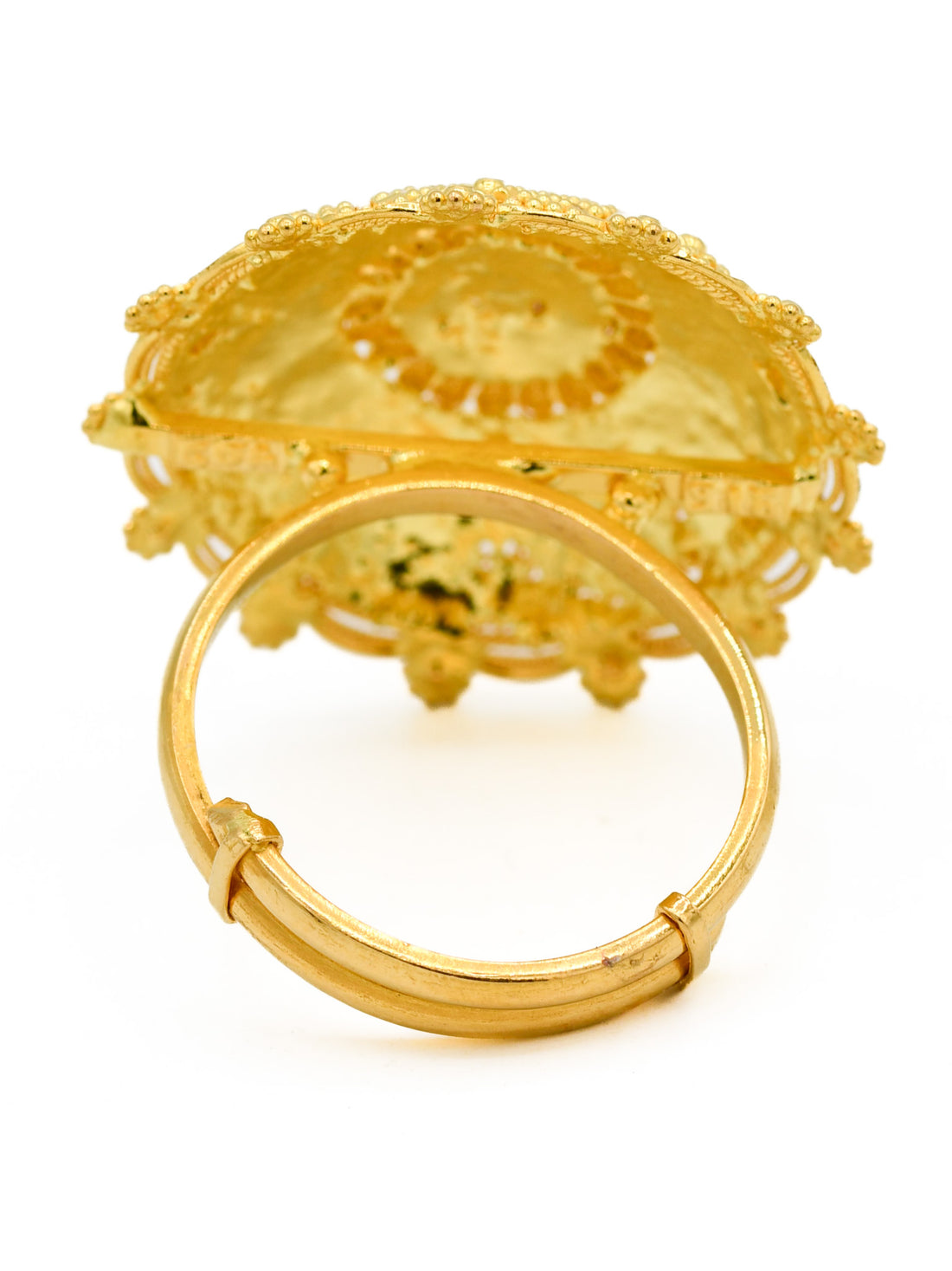 22ct Gold Filigree Round Top Adjustable Ring - Roop Darshan