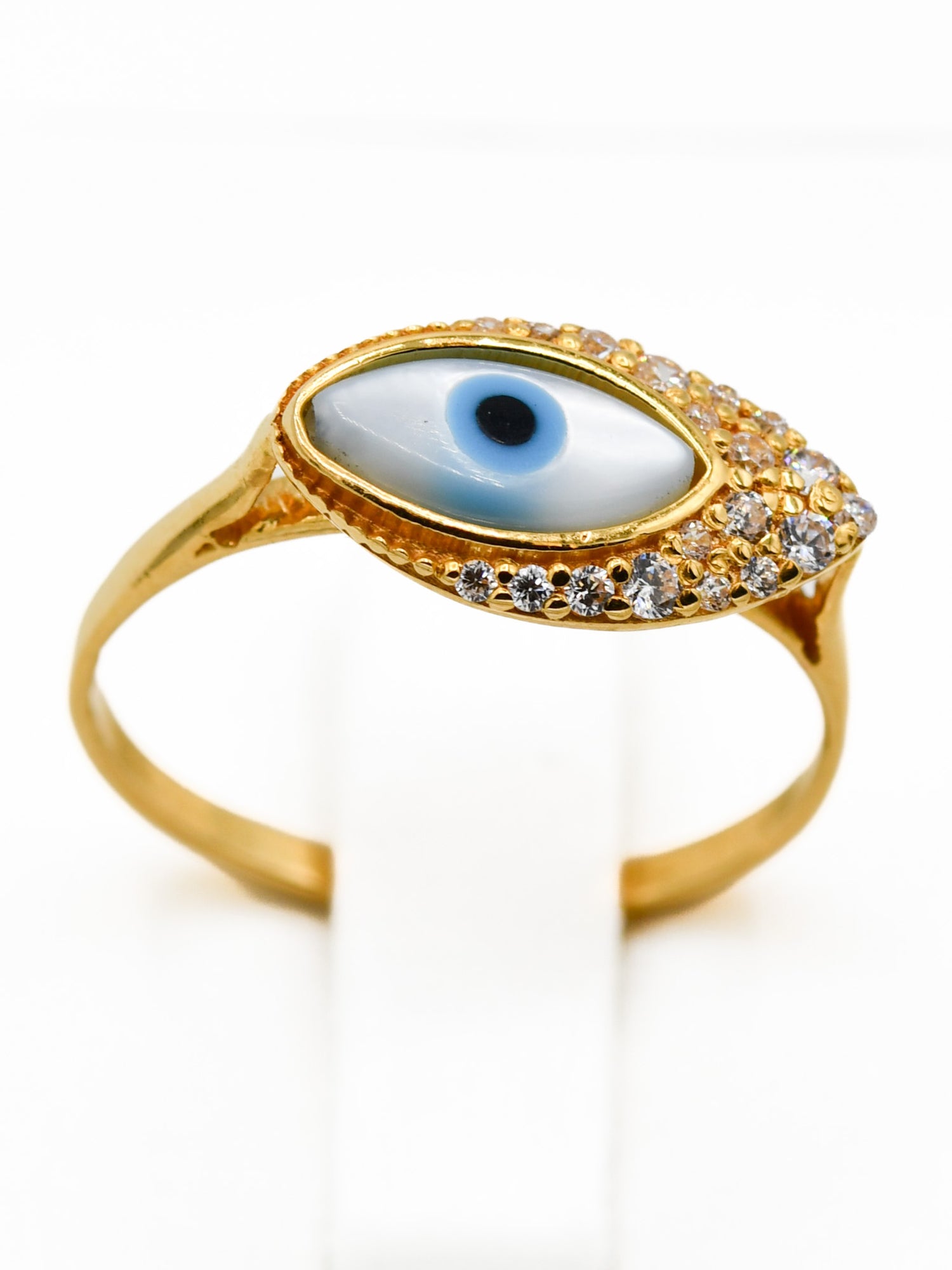 22ct Gold CZ Evil Eye Ladies Ring - Roop Darshan