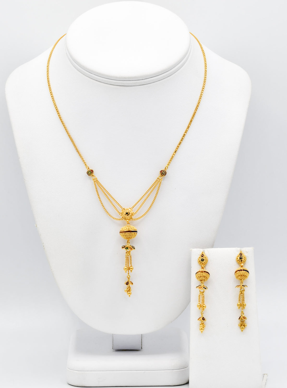 22ct Gold Mina Necklace Set - Roop Darshan