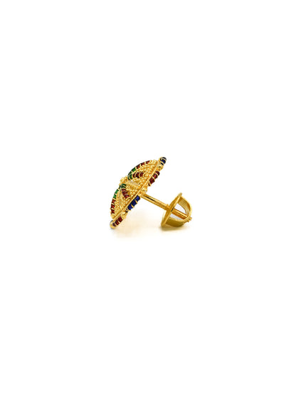 22ct Gold Minakari Stud Earrings - Roop Darshan