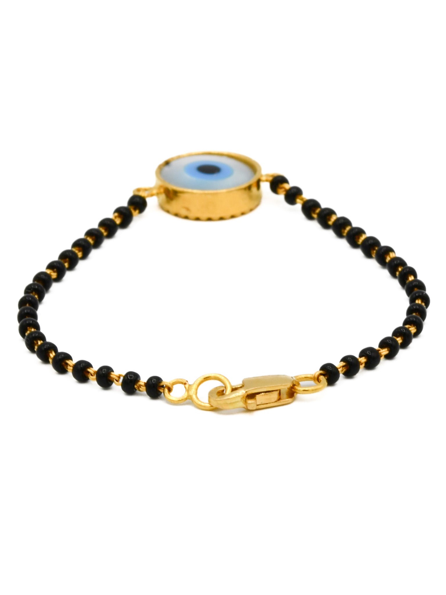 22ct Gold Black Beads Evil Eye Bracelet - Roop Darshan