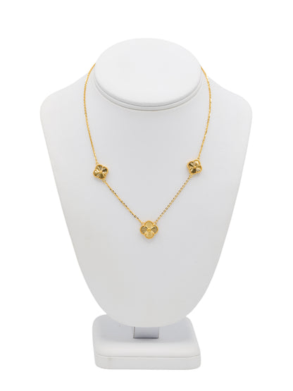 22ct Gold 3 Flower Necklace Set