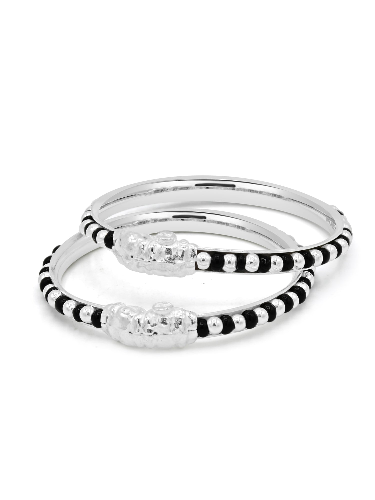 Silver Black Beads Pair Baby Bangle - Roop Darshan