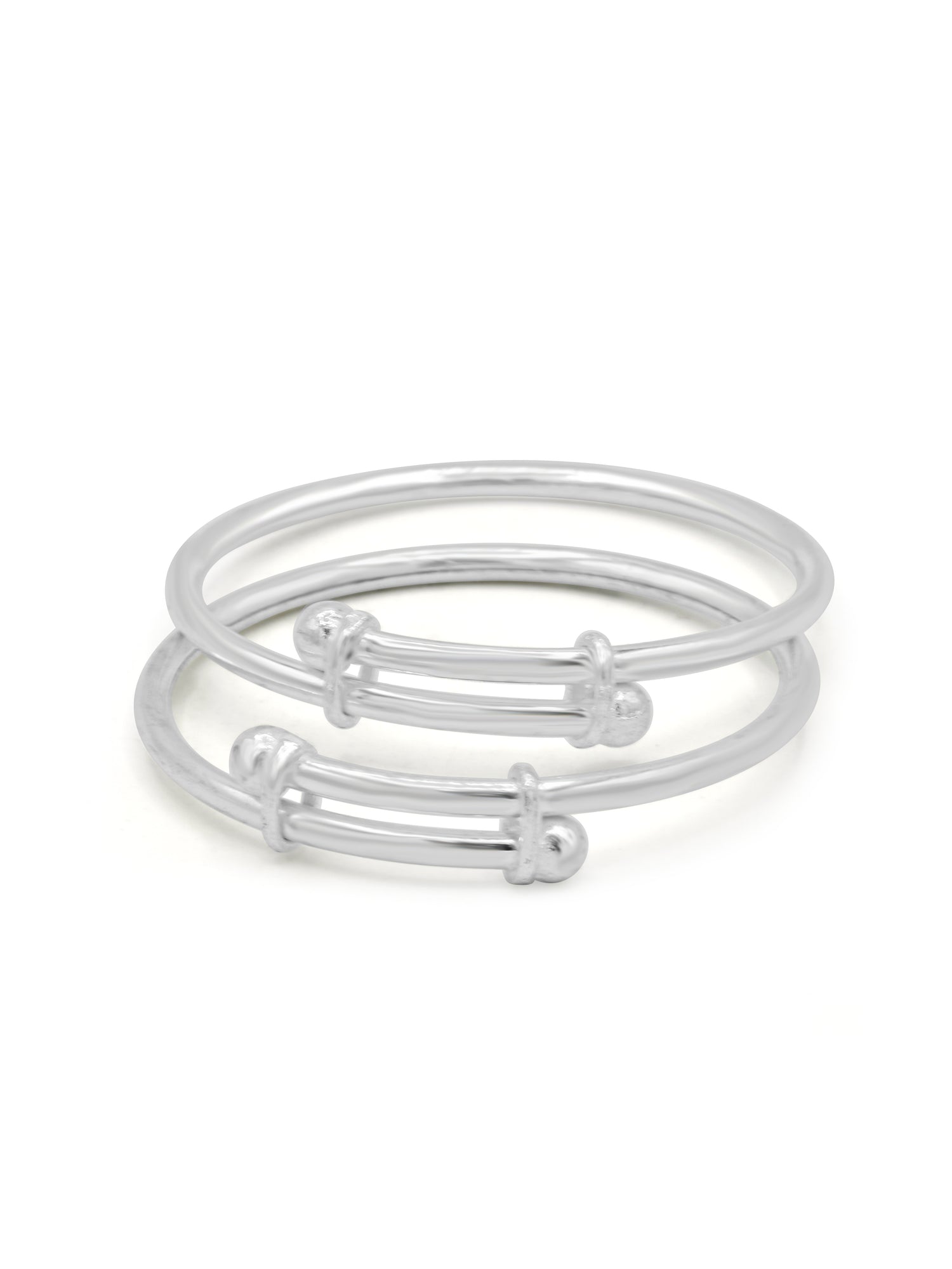 Silver Pair Adjustable Baby Bangle - Roop Darshan