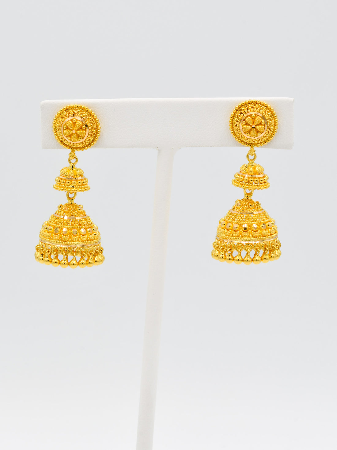 22ct Gold Filigree Jhumki Earrings - Roop Darshan