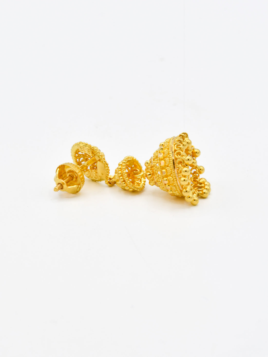 22ct Gold Filigree Jhumki Earrings - Roop Darshan