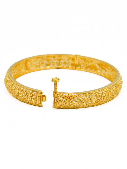 22ct Gold Filigree Screw Pair Bangle - Roop Darshan