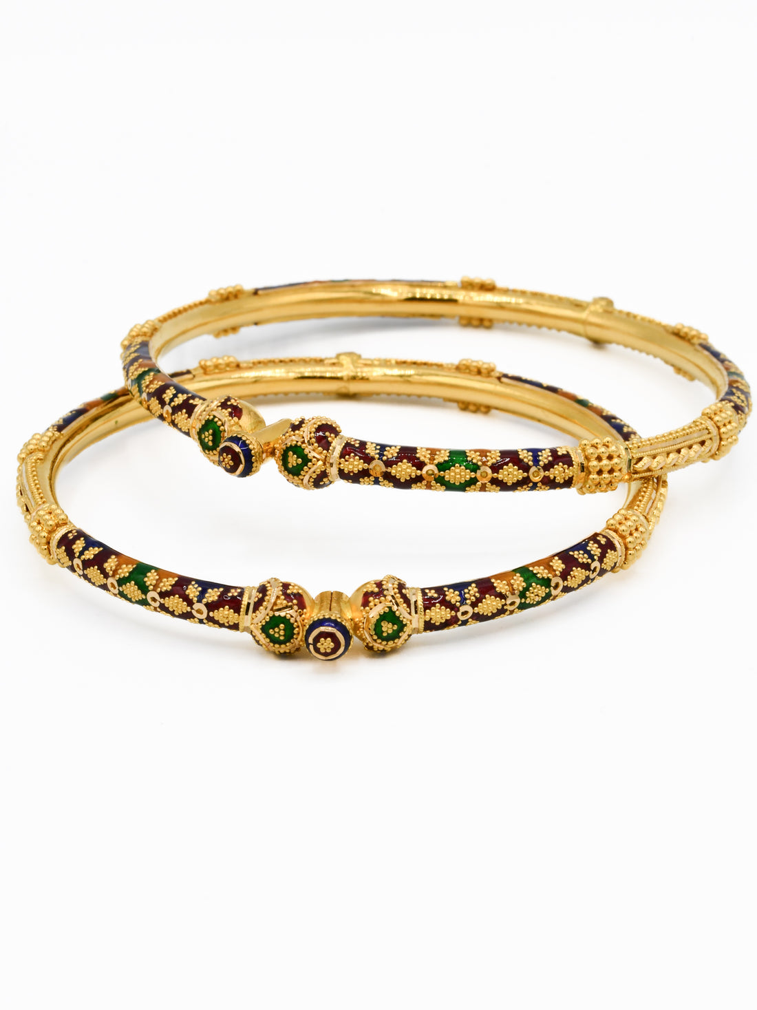 22ct Gold Minakari Pair Screw Bangle