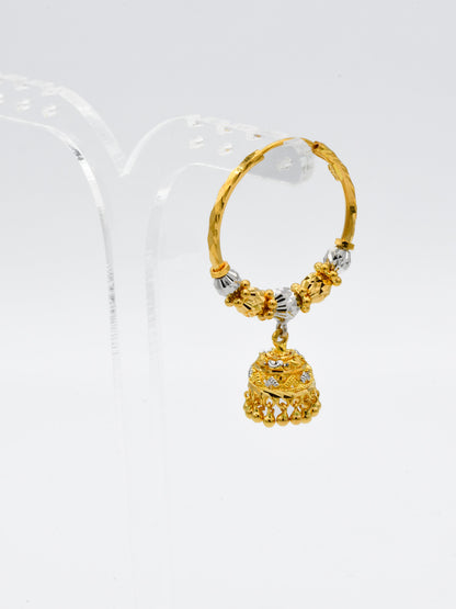 22ct Gold Two Tone Ball Jhumki Bali - Roop Darshan