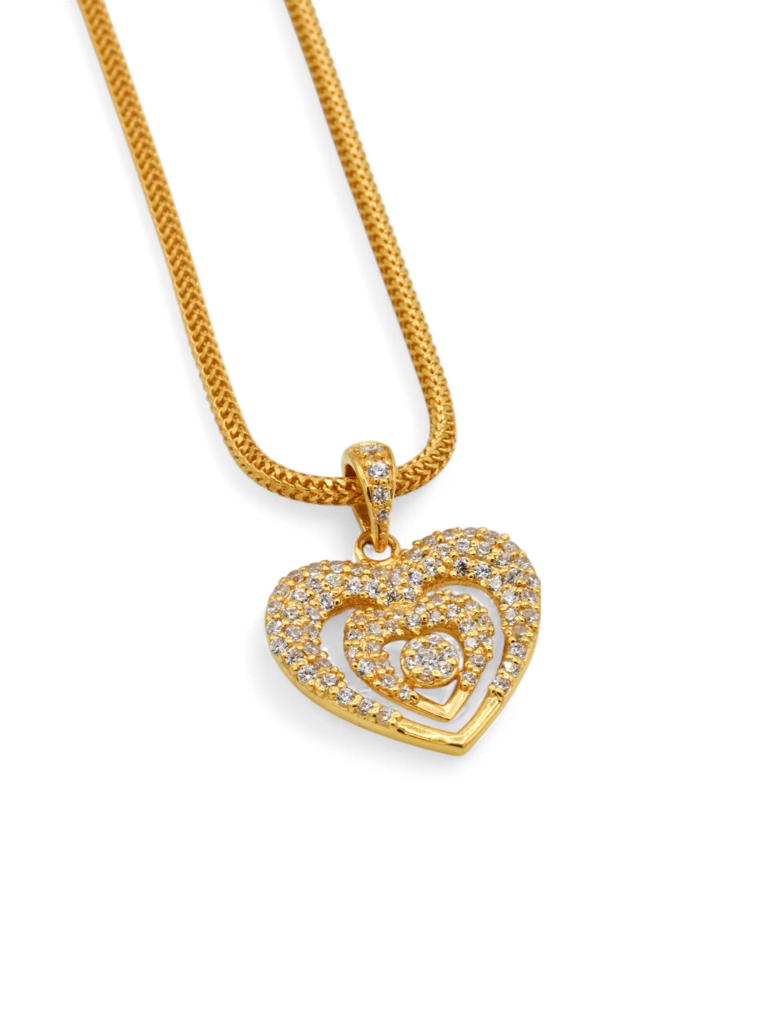 22ct Gold CZ Heart Pendant Set - Roop Darshan