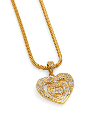22ct Gold CZ Heart Pendant Set - Roop Darshan
