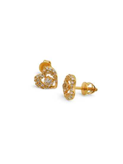 22ct Gold CZ Heart Pendant Set - Roop Darshan