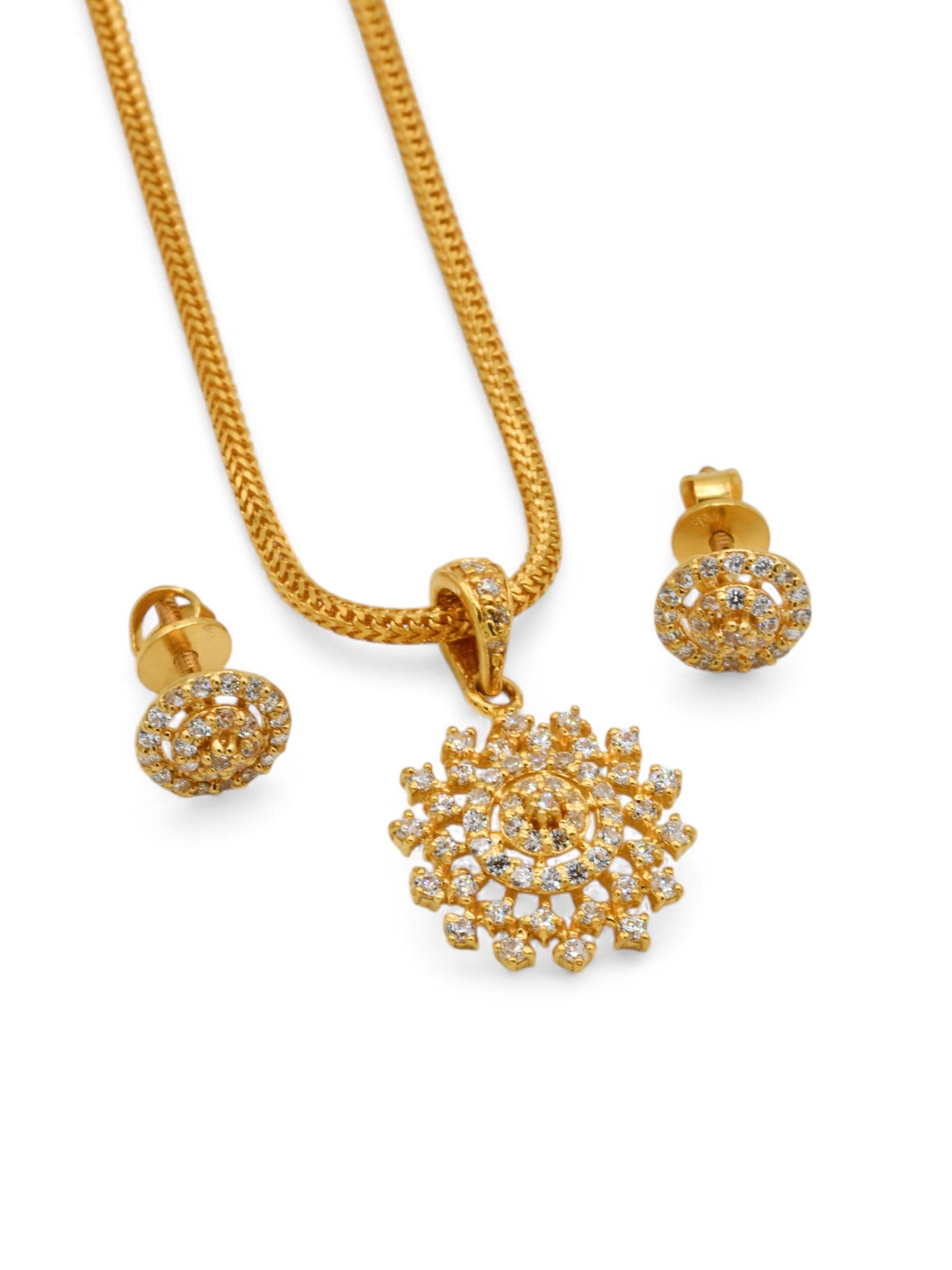 22ct Gold CZ Pendant Set - Roop Darshan