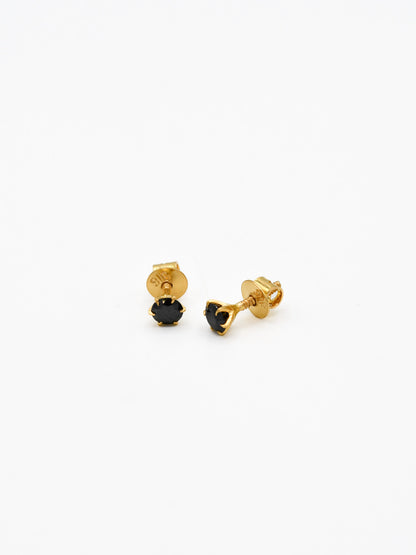 22ct Gold Black CZ Stud Earrings - Roop Darshan