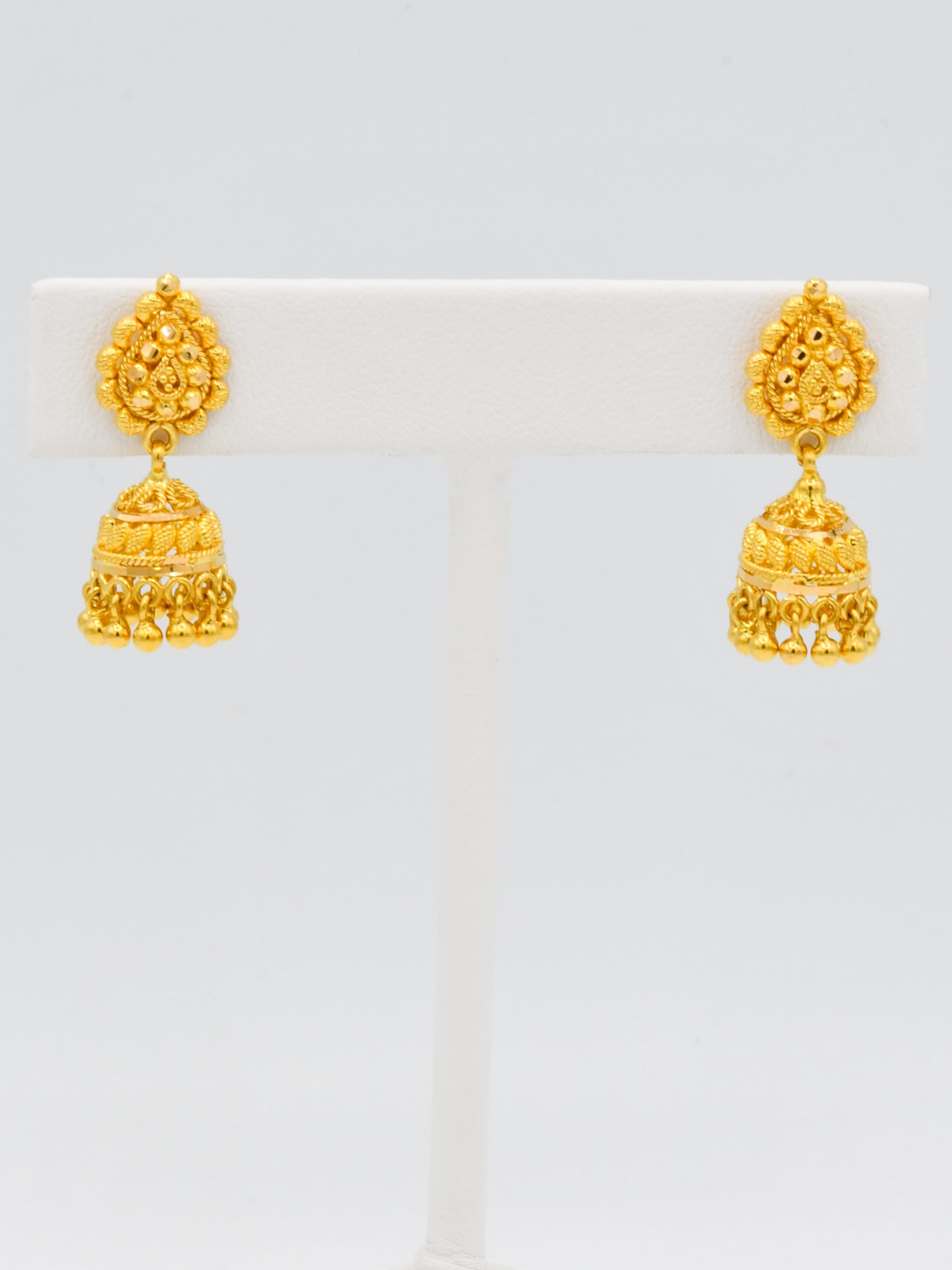 22ct Gold Filigree Jhumki Earrings - Roop Darshan