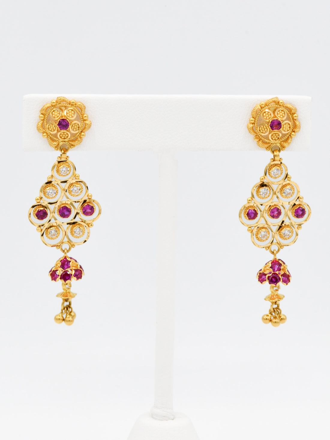 22ct Gold Pink CZ Earrings - Roop Darshan