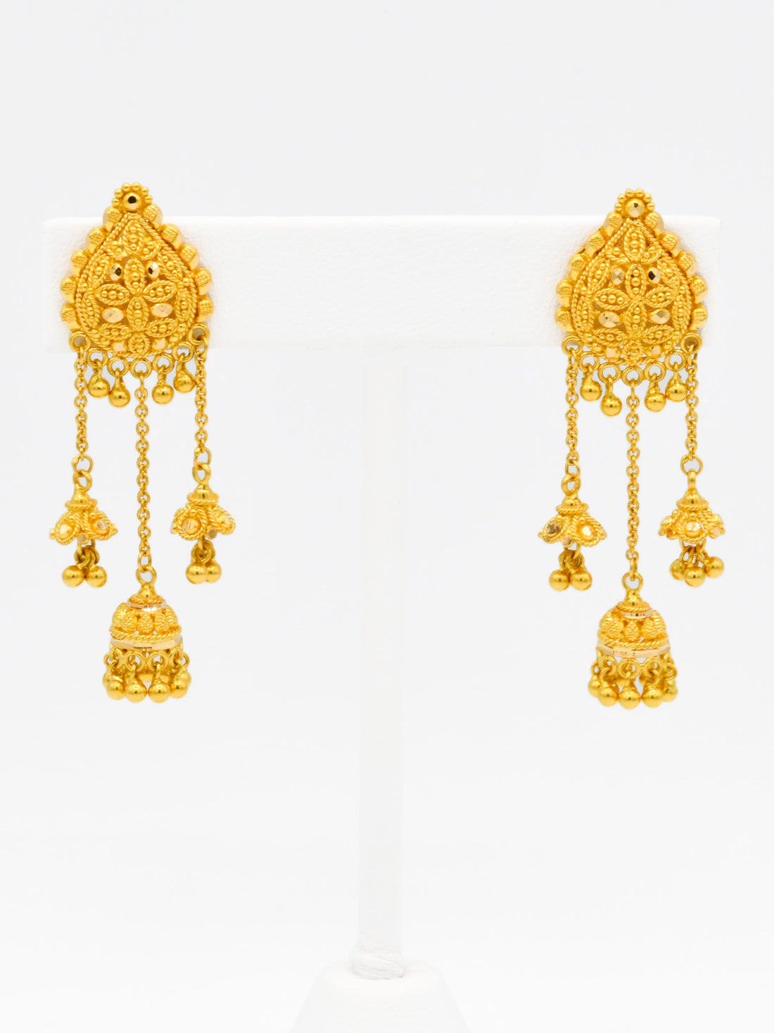 22ct Gold Jhumki Drop Earrings - Roop Darshan