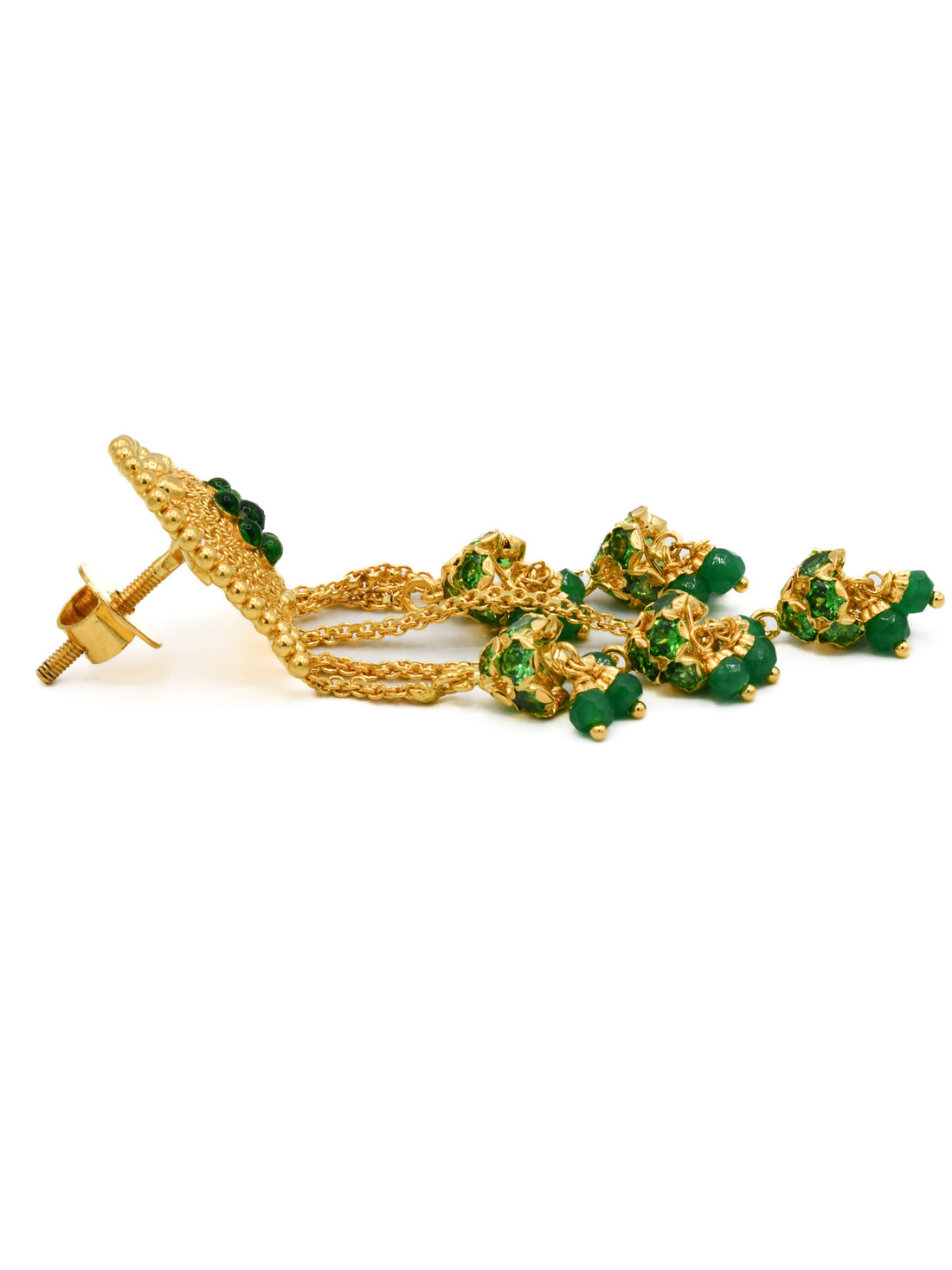 22ct Gold Green CZ Jhumki Earrings - Roop Darshan