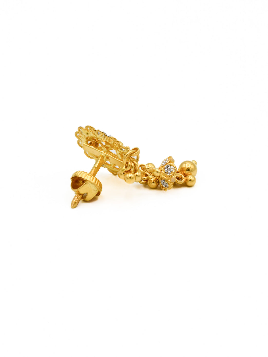 22ct Gold Two Tone Stud Earrings - Roop Darshan