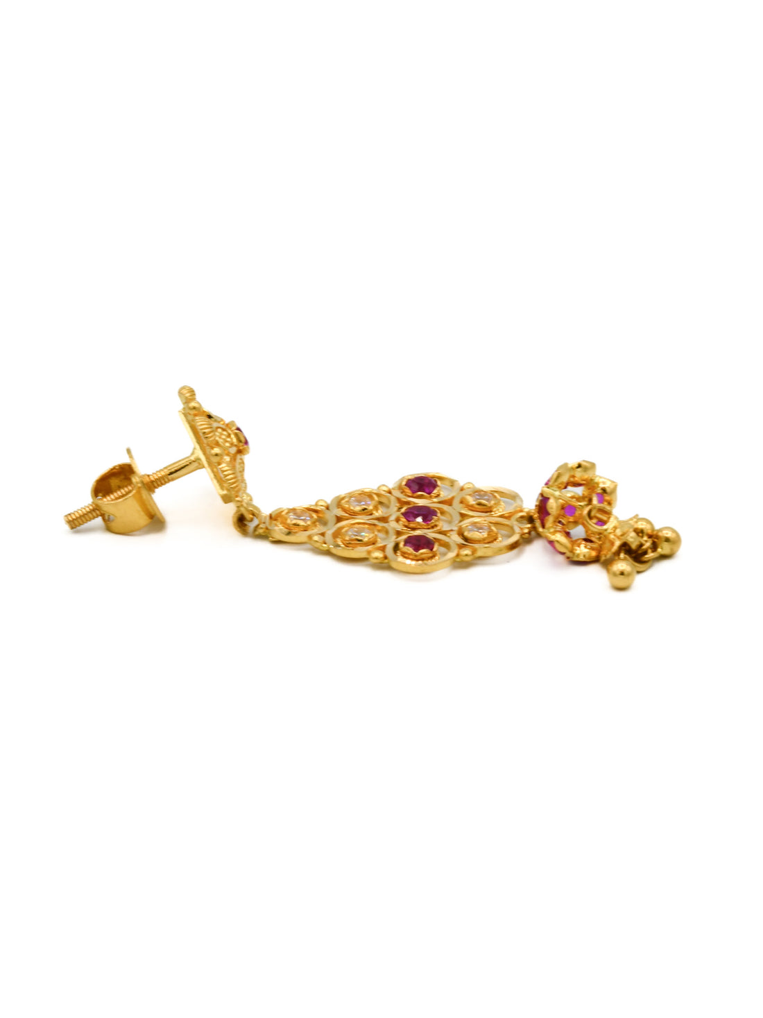 22ct Gold Pink CZ Earrings - Roop Darshan
