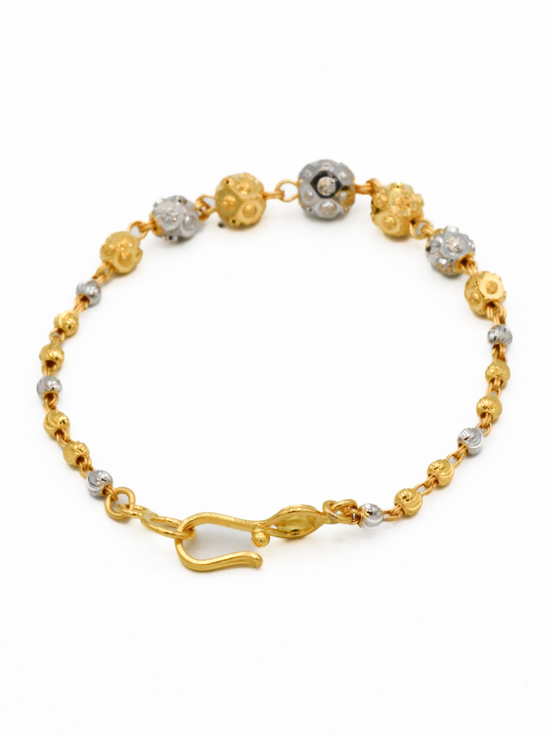 22ct Gold Two Tone Ball Baby Bracelet - Roop Darshan