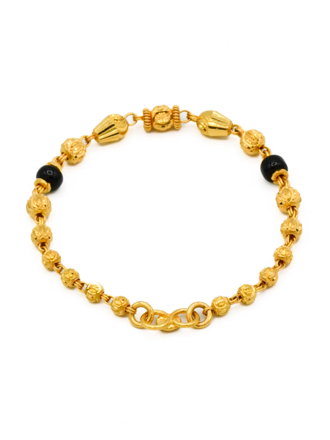 22ct Gold Black Beads Ball Pair Baby Bracelet - Roop Darshan