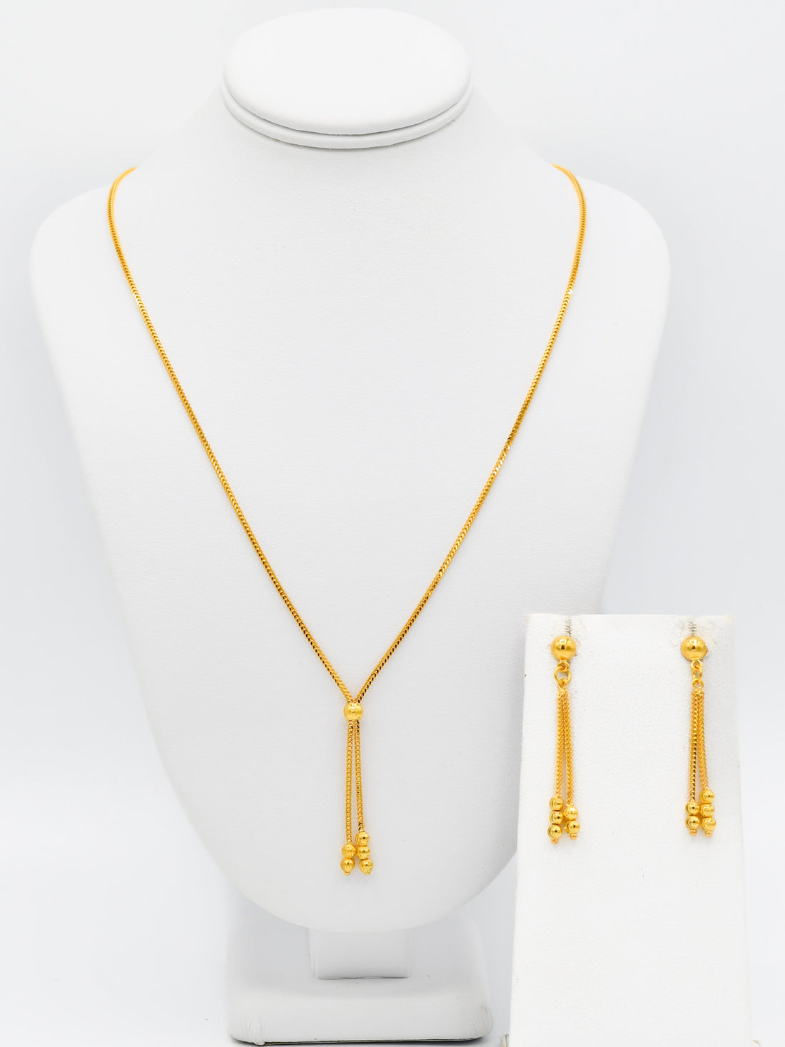 22ct Gold Ball Necklace Set - Roop Darshan