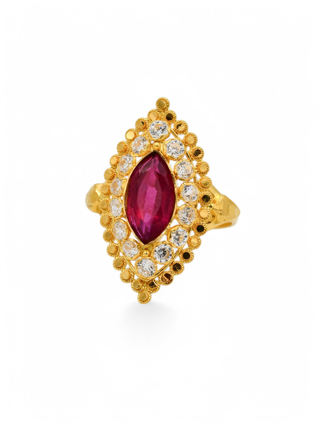 22ct Gold Pink CZ Ladies Ring