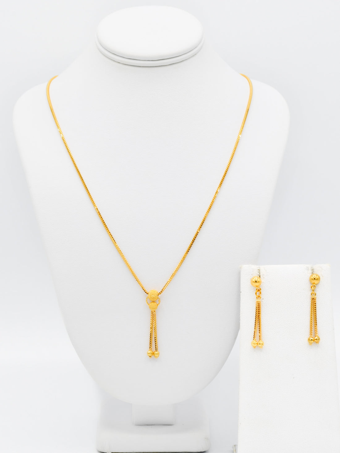 22ct Gold Ball Necklace Set - Roop Darshan