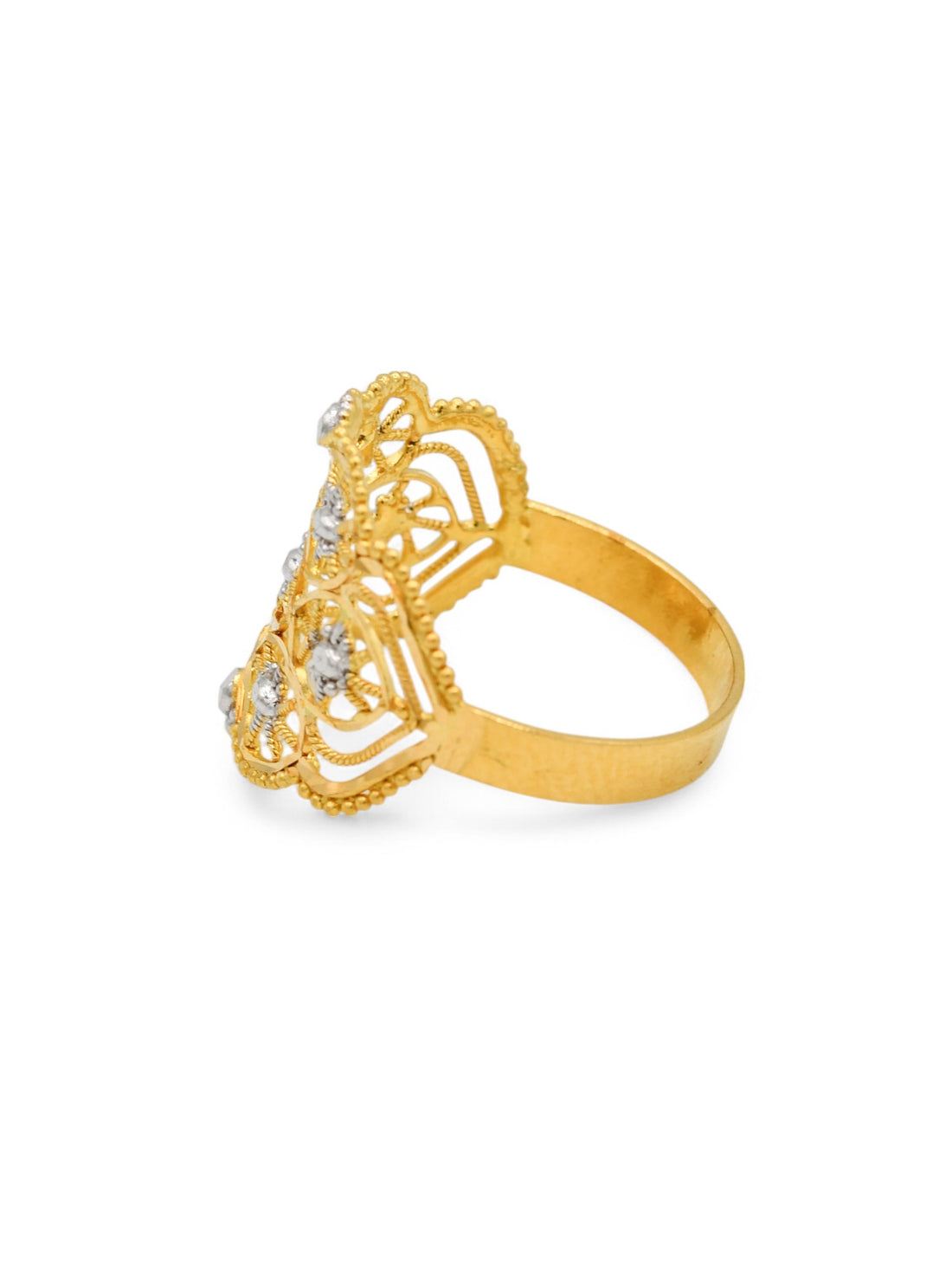 22ct Gold Two Tone Ladies Ring - Roop Darshan